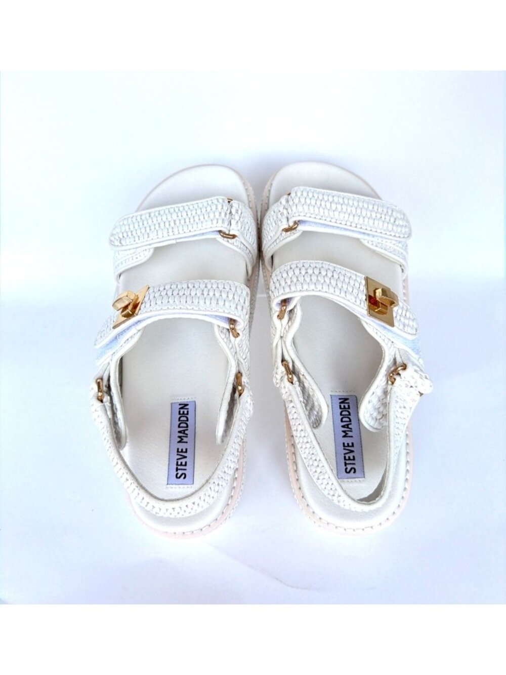 Steve Madden Bigmona Platform Sandals White Raffia Women Size 8.5 - Picture 3 of 15